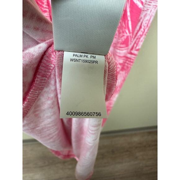 Sonoma Vacation Pink White Palm Tree Maxi Dress Size Medium Euro Summer Sabrina - Picture 5 of 10